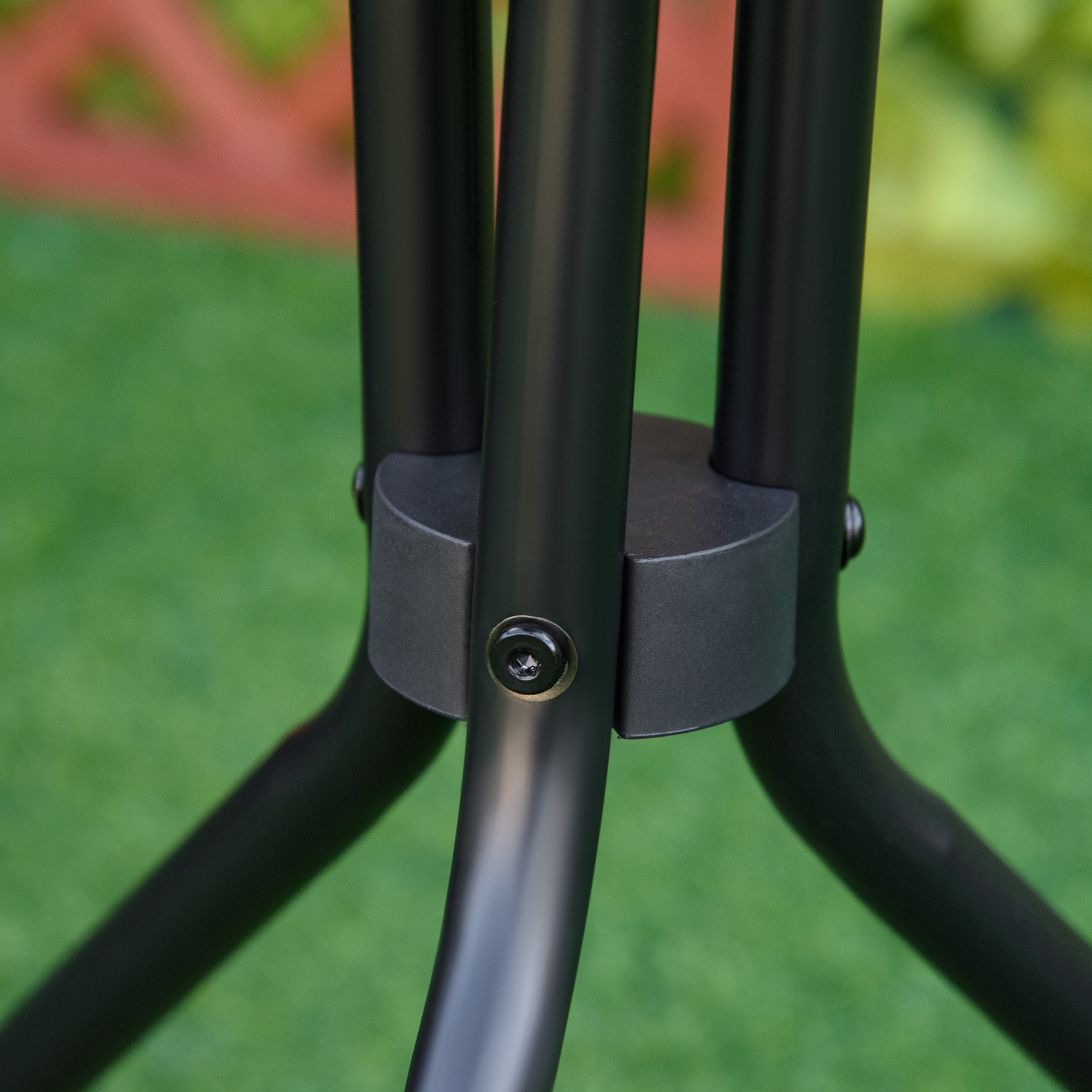 Mesa de Jardín Redonda con Tablero de Cristal para Patio Terraza Ø50x55 cm Negro