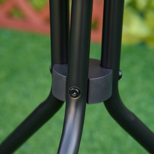 Mesa de Jardín Redonda con Tablero de Cristal para Patio Terraza Ø50x55 cm Negro