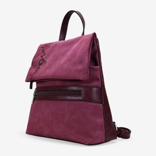 Mochila antirrobo burdeos con bordado y tachas