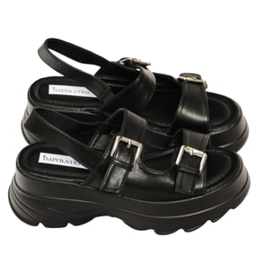 Sandali in simil pelle con zeppa