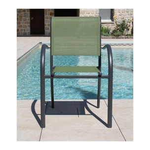 Ensemble table et chaises de jardin  - Gris Anthracite et Vert sauge - HONFLEUR BEZIERS