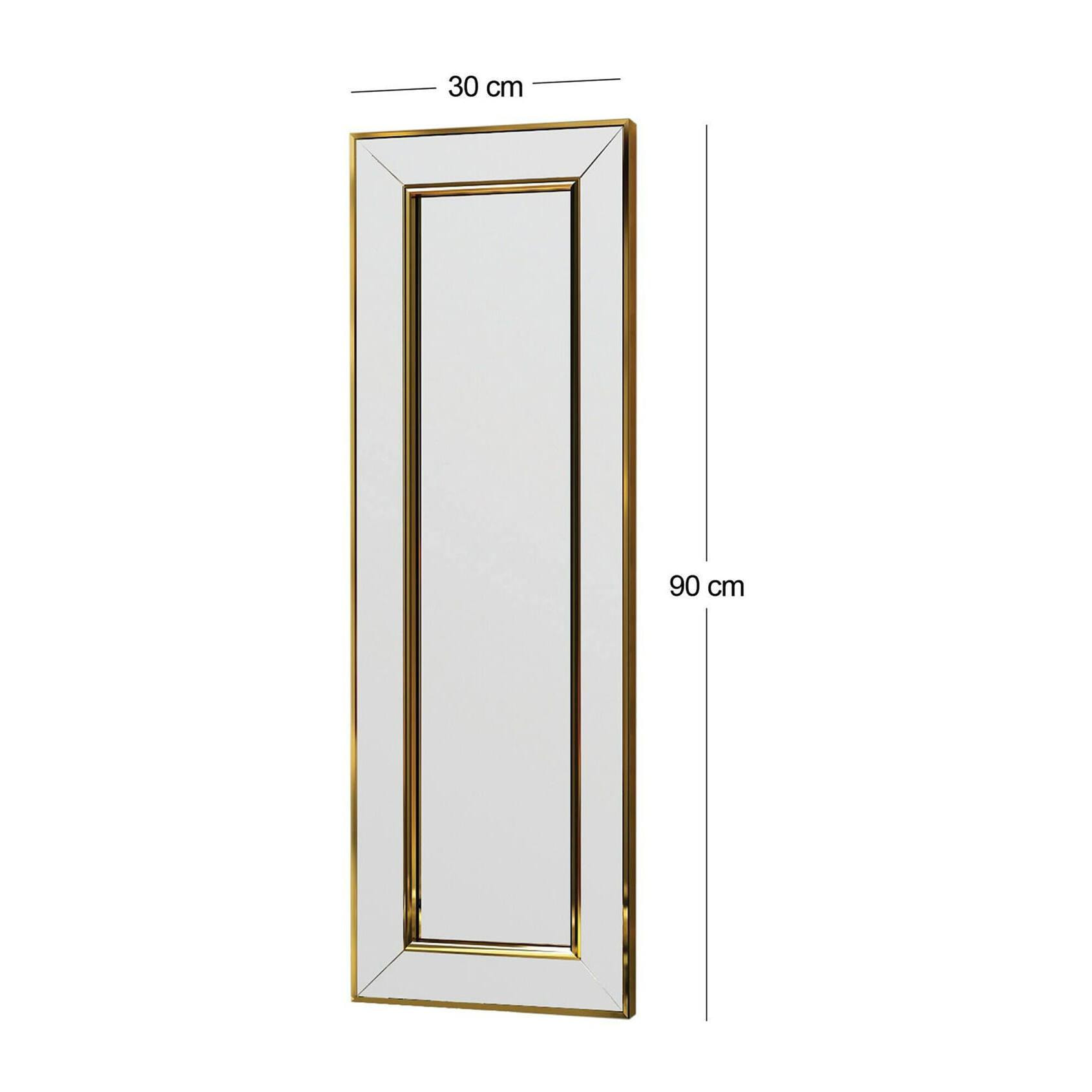 Specchio Dpancher, Specchiera, Articolo d'arredo a muro, Decorazione con specchio, 30x3h90 cm, Oro