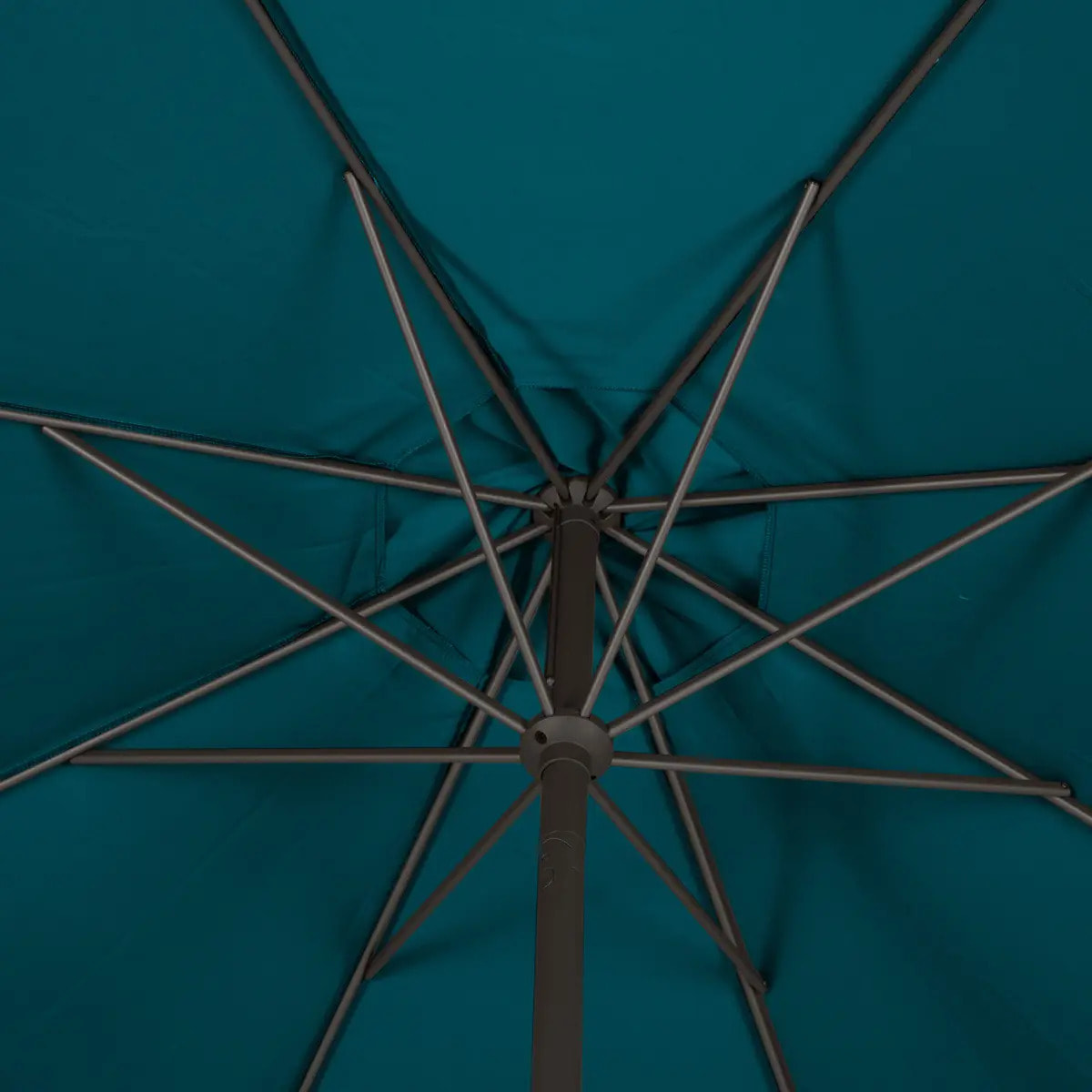 Parasol droit rond "Loompa" bleu canard 3m en aluminium