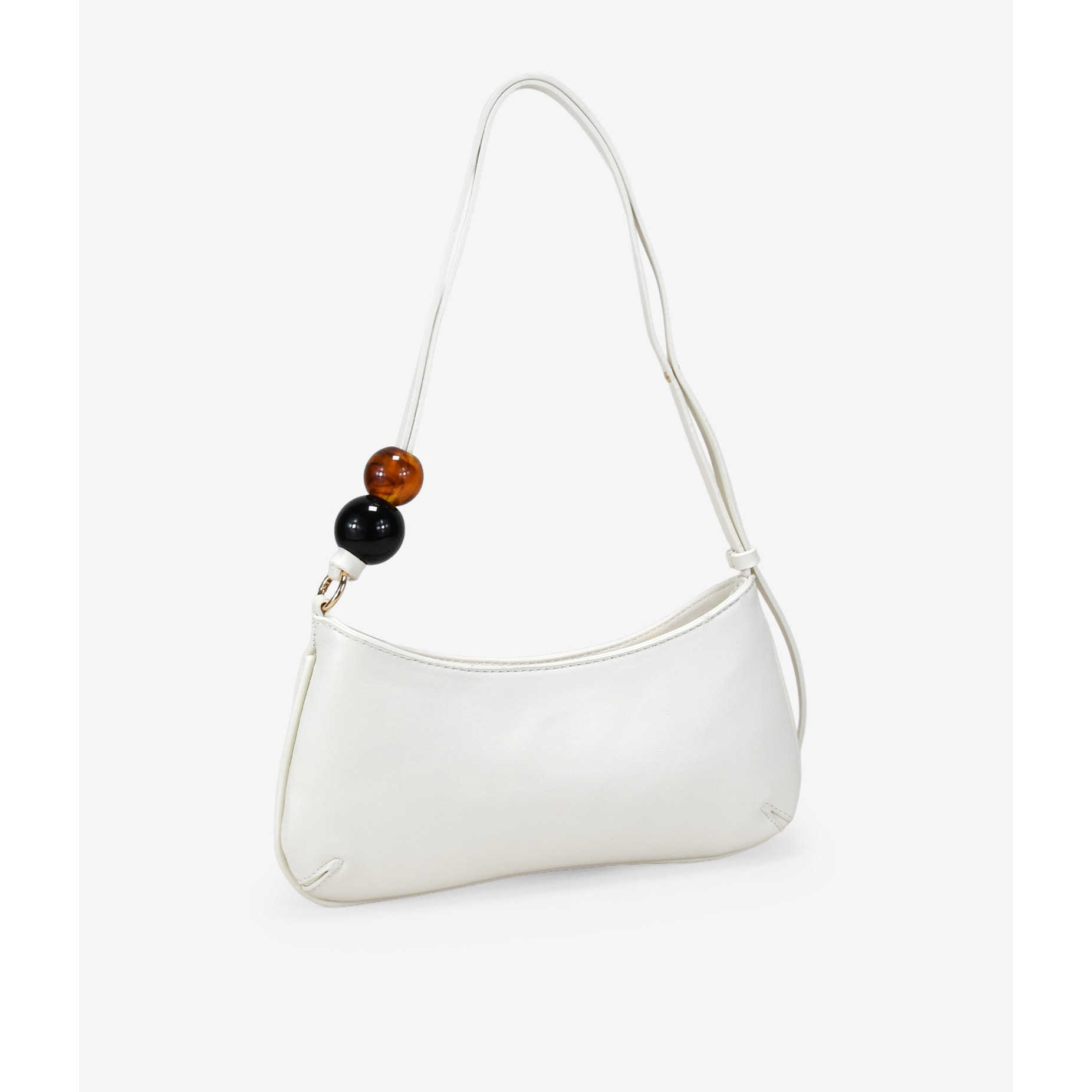 Bolso de hombro beige con cuentas marmoladas