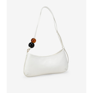 Bolso de hombro beige con cuentas marmoladas