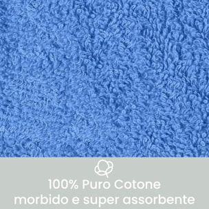 INTRECCI Telo Mare in Spugna, Asciugamano da Spiaggia Grande, 75x190 cm, Telo Mare Lettino con Tasche Portaoggetti e Bottoni, 100% Cotone, Morbido, Assorbente, Asciuga Rapidamente, Colore: Blu