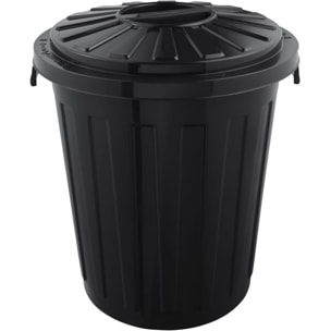 Cubo de basura / papelera polivalente con tapa cerrable, Negro