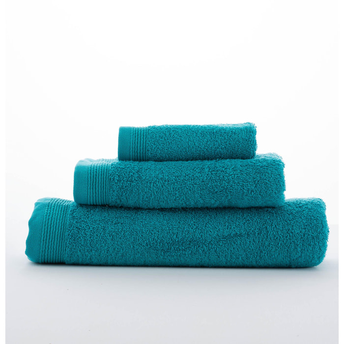 Set de 3 serviettes en coton 450 gr/m2 couleur Turquoise