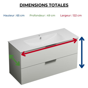 Meuble vasque 120 cm BURGBAD Olena blanc brillant + miroir + colonne