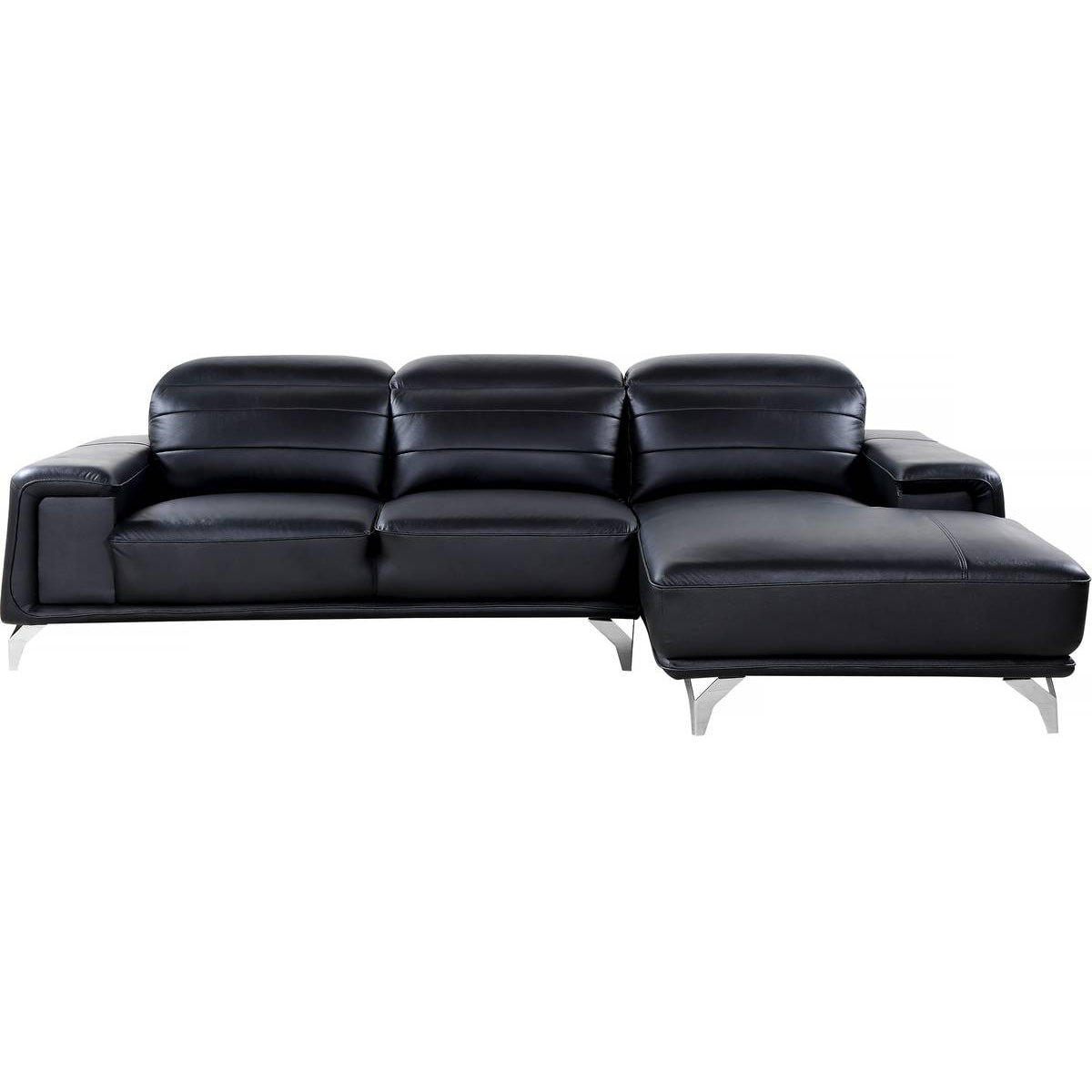 Canapé d'angle cuir reconstitué et PVC "Leicester" - 4 places - Noir - Angle gauche