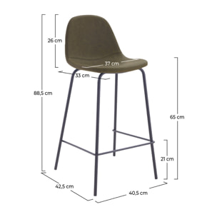 Lot de 2 chaises pour îlot central 65 cm en cuir synthétique kaki - Henrik