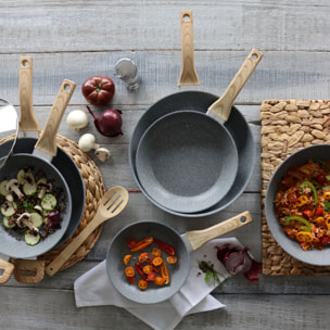 Poêle en aluminium effet pierre 30cm - tous feux CANNELLE