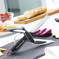 Coltello-forbici con mini tagliere integrato - 7,5 x 25 x 3 cm