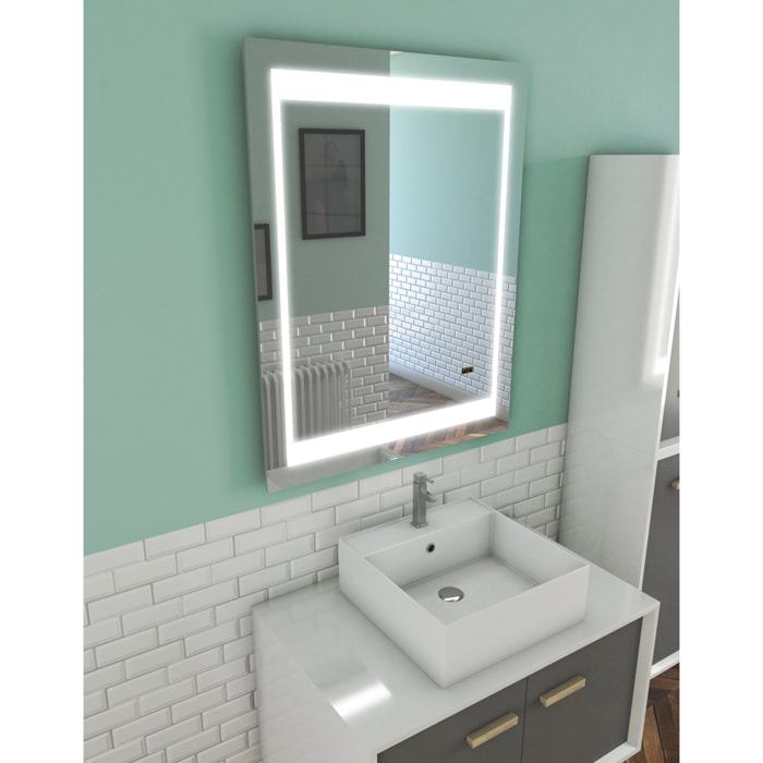 Miroir salle de bain LED auto-éclairant CHRONOS 70x90cm