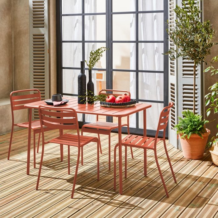 Table de jardin métal + 4 assises AMÉLIA