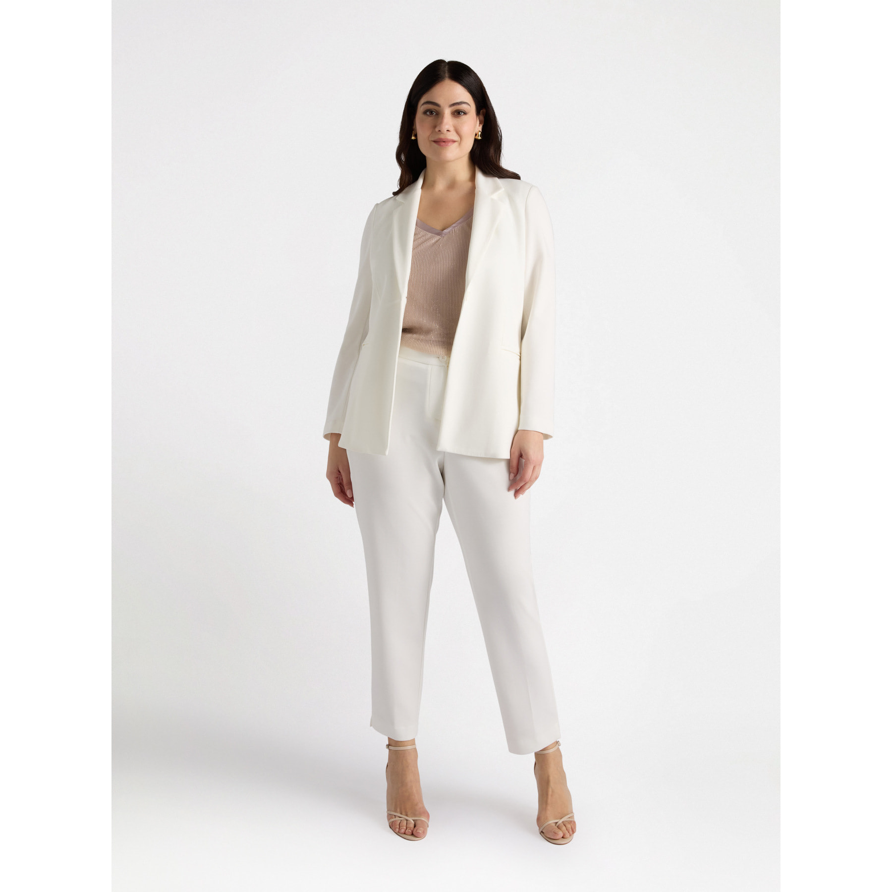 Fiorella Rubino - Top de lúrex con escote de pico - Rosa cipria