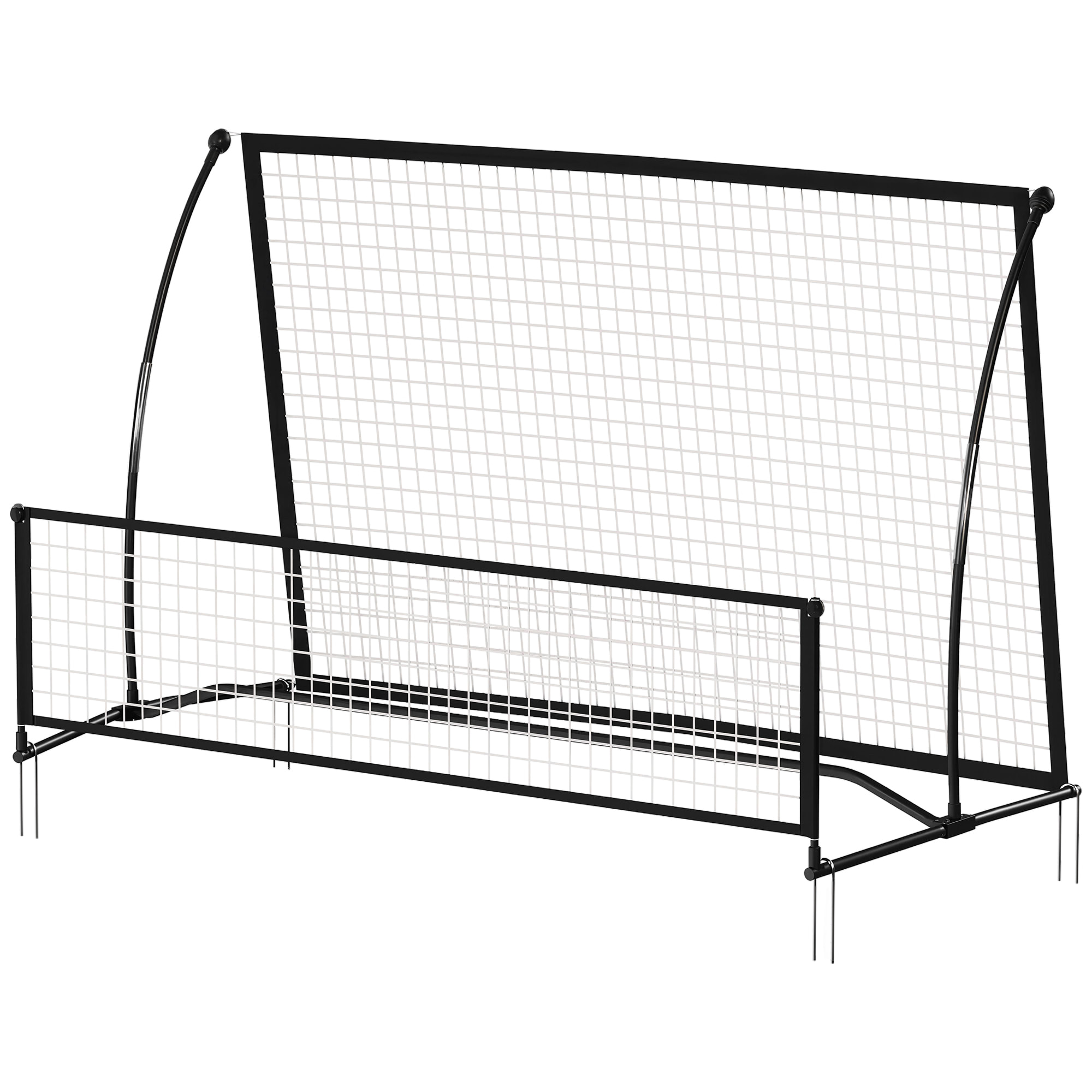 Filet de rebond football double face avec sac métal noir
