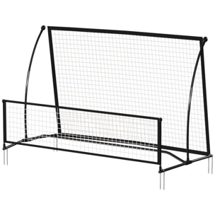 Filet de rebond football double face avec sac métal noir