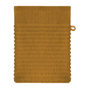 Gant de toilette pur coton 575 g/m² uni jaune Vitae ocre