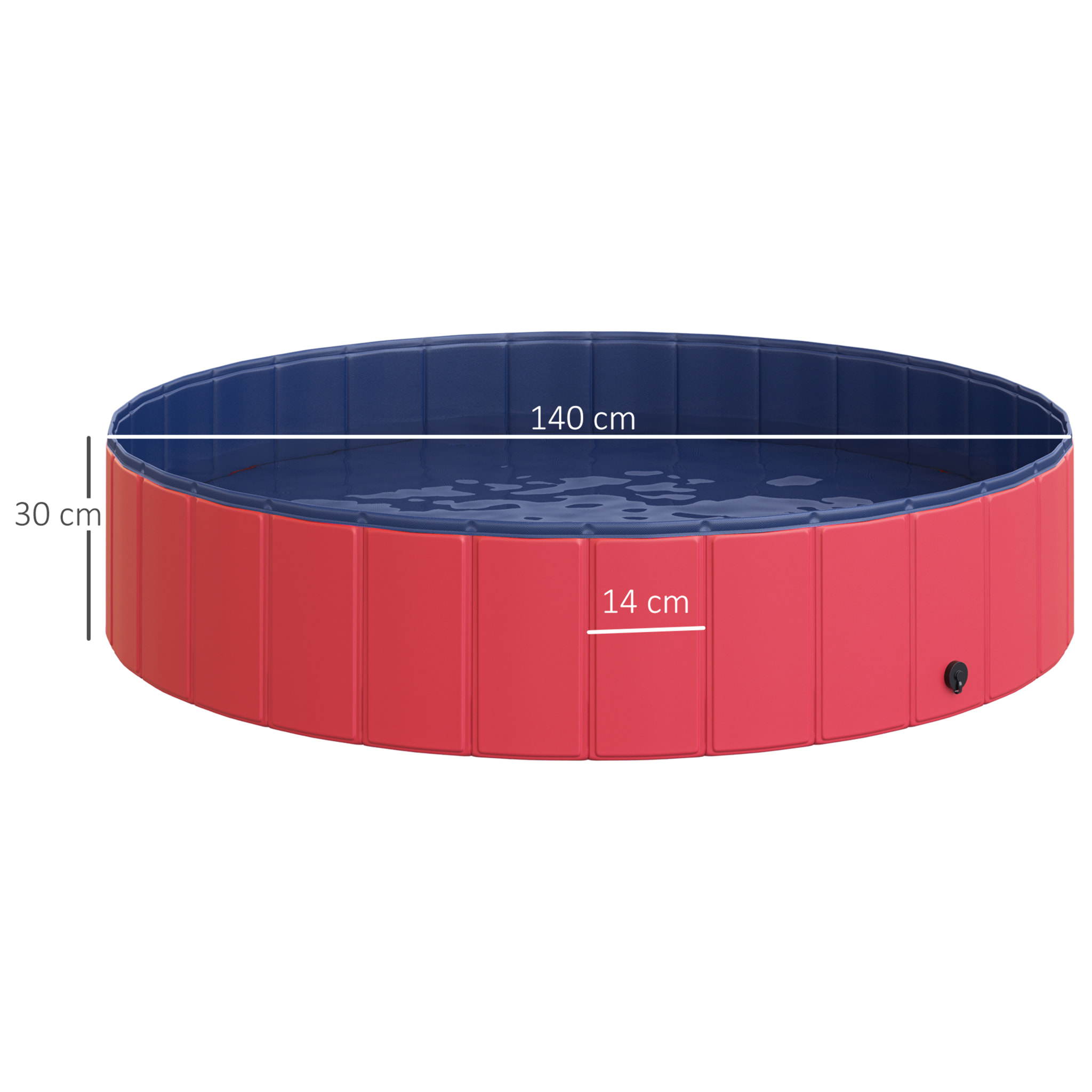 Bañera Plegable para Mascotas de PVC y Madera 140x30cm Rojo