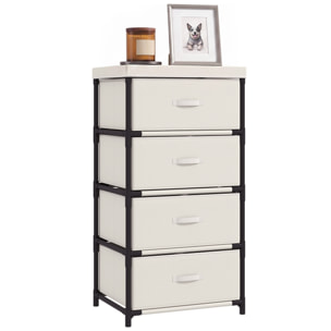 HOMCOM Cómoda con 4 Cajones de Tela, Cómoda para Dormitorio, Marco de Acero, Montaje Rápido, Cajonera para Salón, Oficina, Vestidor, Beige