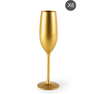 Lot de 6 flûtes Excelsa Gold, verre, 21 cl, doré