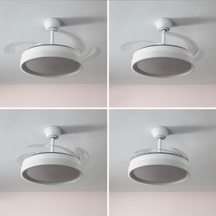 Ventilateur de Plafond avec Lumière LED et 4 Pales Rétractables Keteez InnovaGoods Blanc 72 W Ø49-104 cm