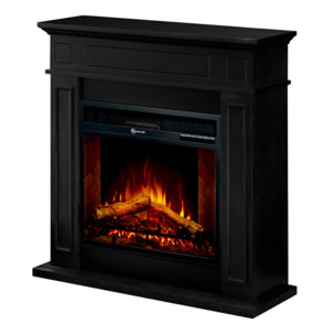 Jefferson - Camino Elettrico da Terra con Effetto Fiamma 89,5x90,5x28 cm in Legno Nero