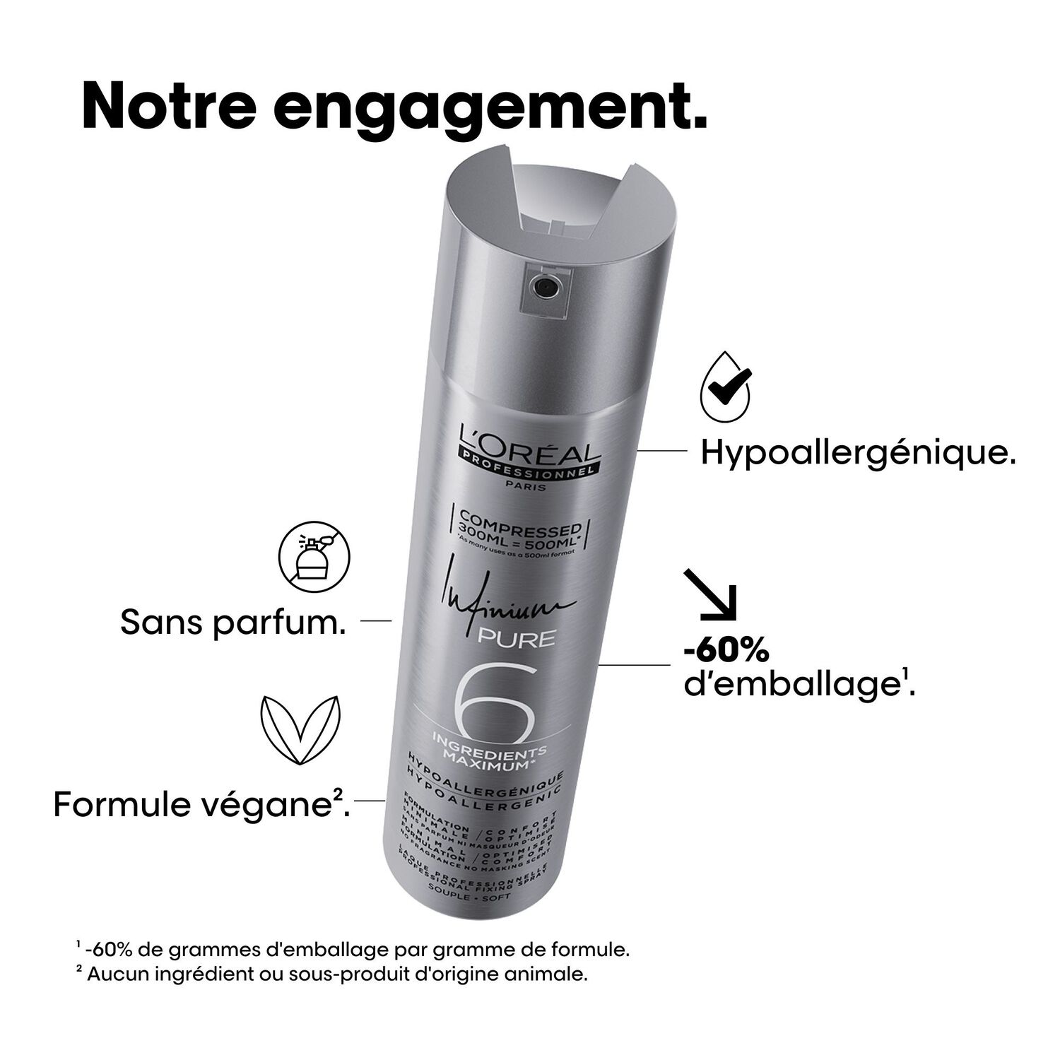 Tecni.art Infinium Pure Souple - Laque Fixation Souple et Légère pour Une Brillance et Un Maintien Naturel 300 ml