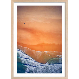 Affiche plage terre de sienne Affiche + cadre en bois - Chêne