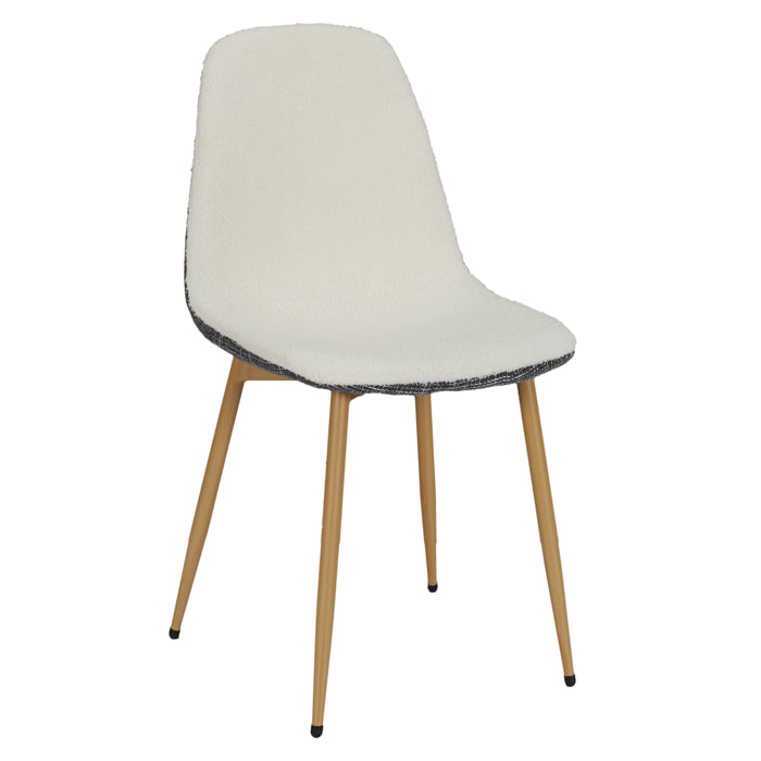 Chaise Bouclette Pieds Metal Effet Bois