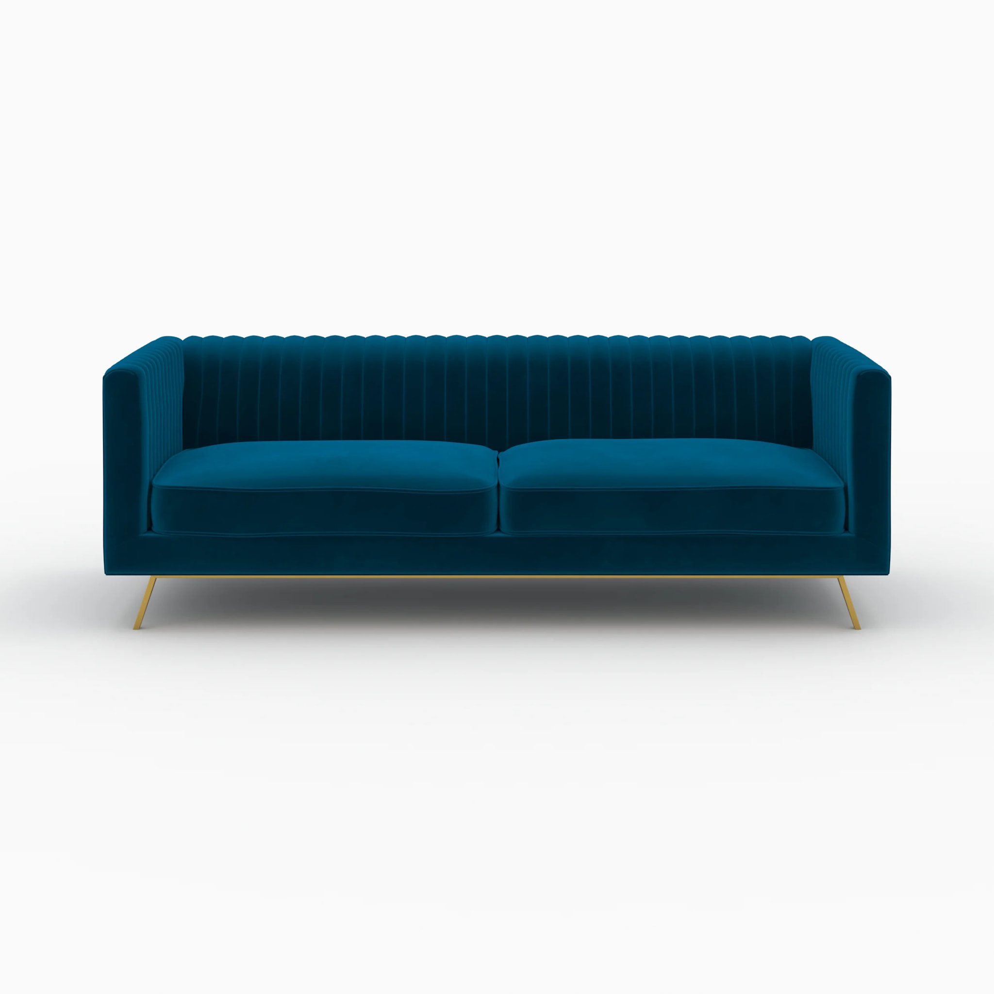Ensemble canapé et fauteuil en velours bleu 3 places - Gatsby