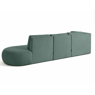 Santorini - canapé modulable d'angle gauche + pouf - 5 places - en tissu texturé - Vert