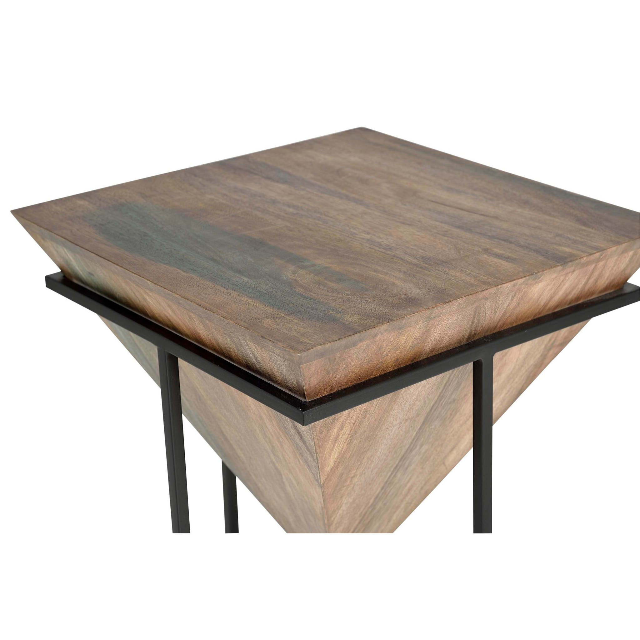 Mesas Auxiliare de Madera de Mango 50 Cm Estilo Industrial Vintage