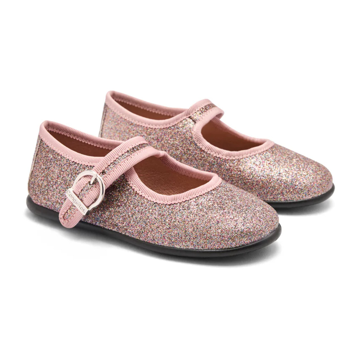 Bailarinas de niña con cierre de hebilla estampado glitter Mary Janes
