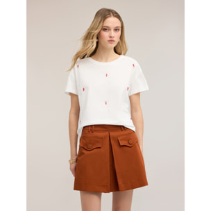 Motivi - T-shirt in jersey con ricami - Bianco