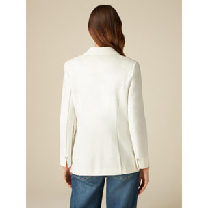 Oltre - Blazer de punto milano con botones joya - Blanco