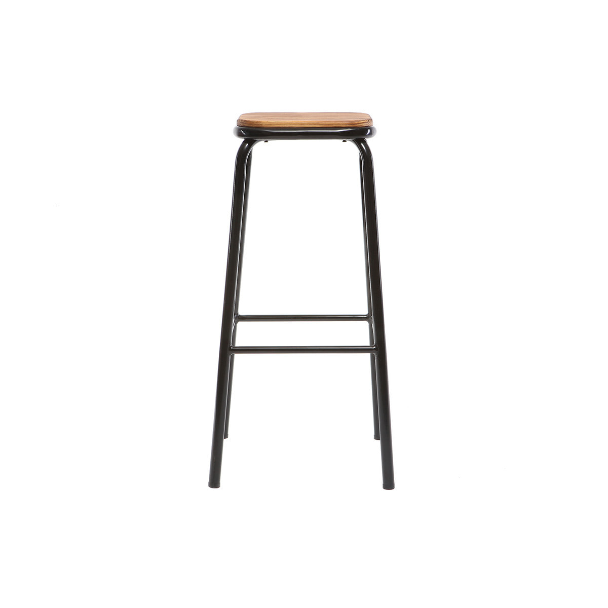 Tabourets de bar empilables noir et bois foncé H77.5 cm (lot de 2) MEMPHIS