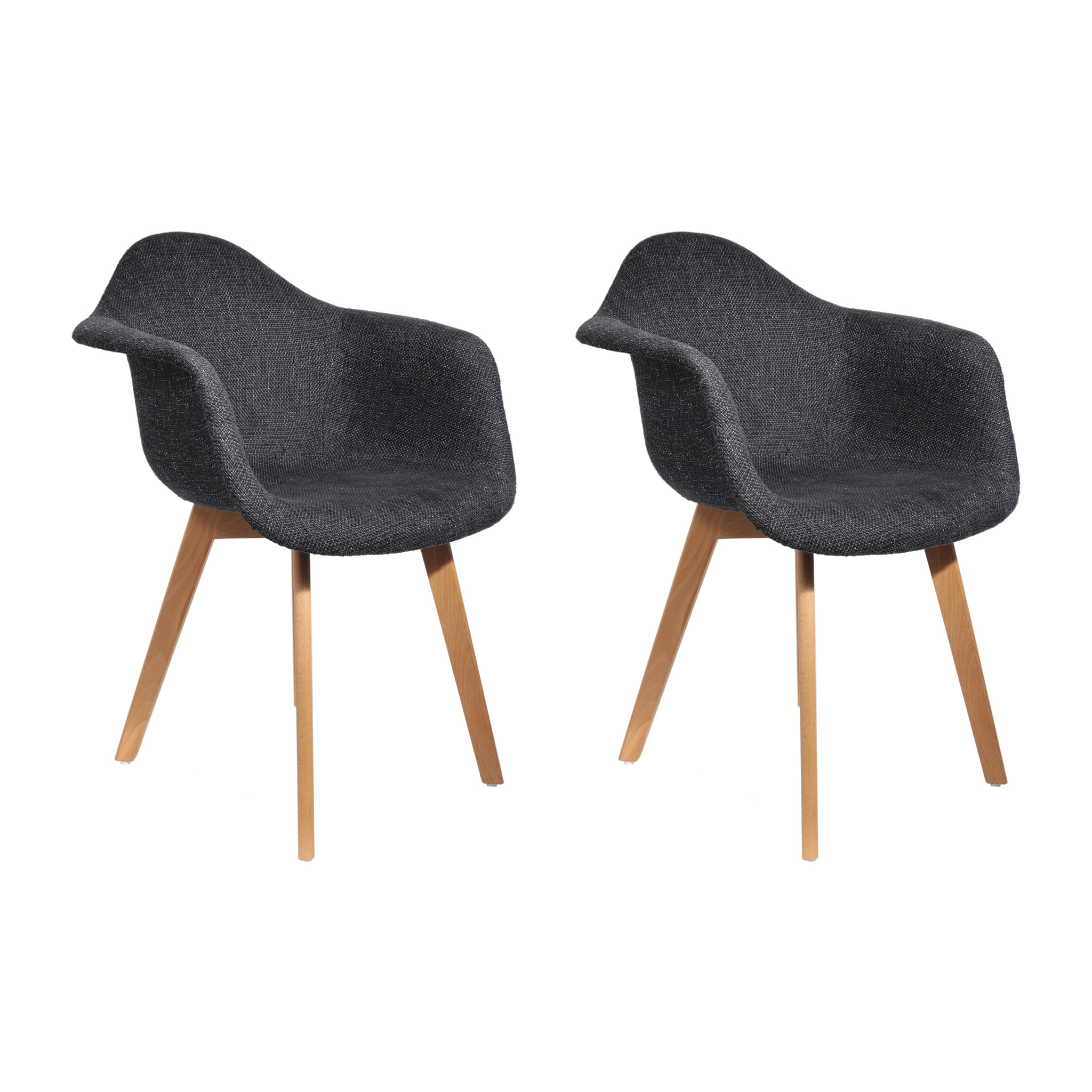 Fauteuil Grosse Maille Noir - Lot De 2