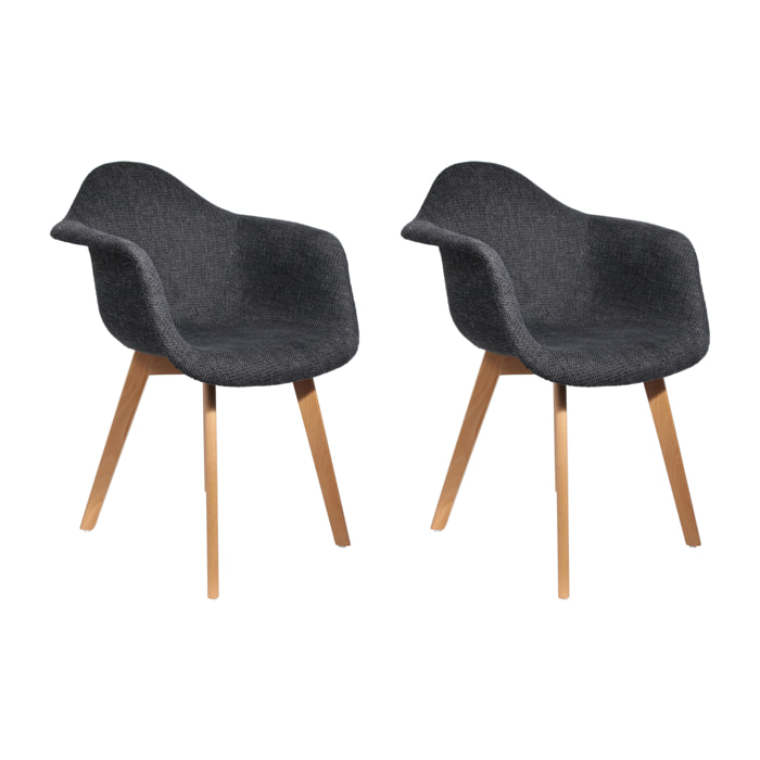 Fauteuil Grosse Maille Noir - Lot De 2