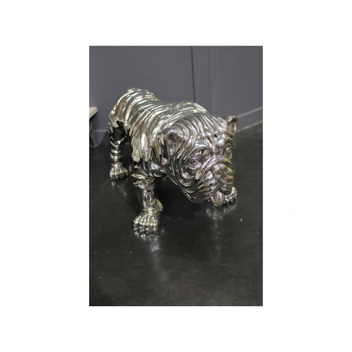 Statue bulldog décoration argentée H42cm - DOGARGEN