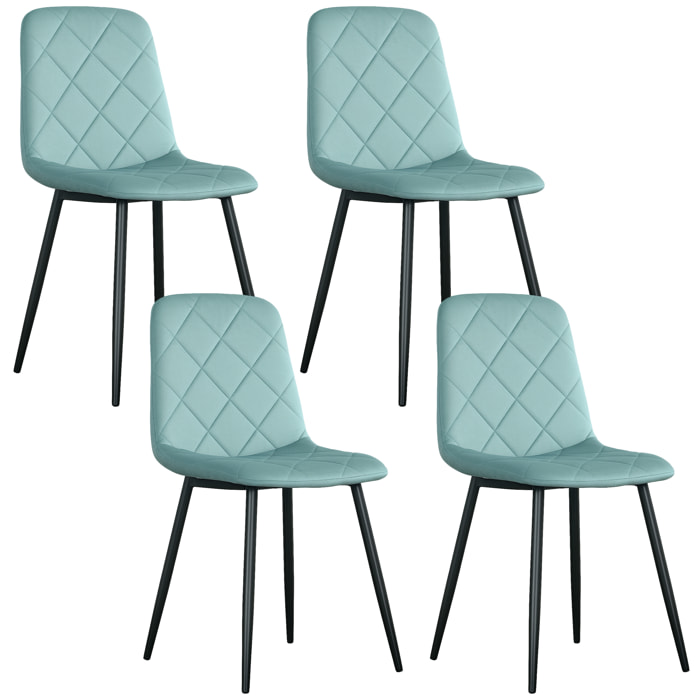 Lot de 4 chaises velours - chaises de salle à manger design Chesterfield - vert d'eau