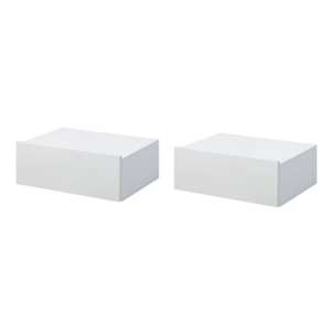 HOMCOM Set de 2 Mesitas de Noche Flotantes con 1 Cajón Diseño Montado en la Pared Estilo Moderno para Dormitorio 40x30x15 cm Blanco