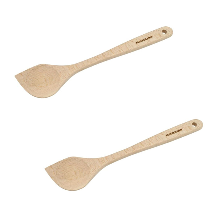 Ensemble de 2 Cuillères de cuisine biseautée en bois FSC Fackelmann