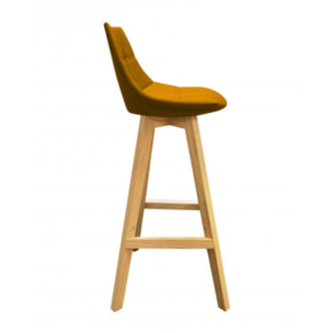 Chaise haute de bar scandinave avec piètement bois - 4 coloris - DEB