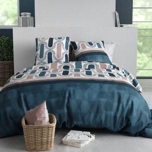 Parure housse de couette imprimé 100% coton - mistri - beige