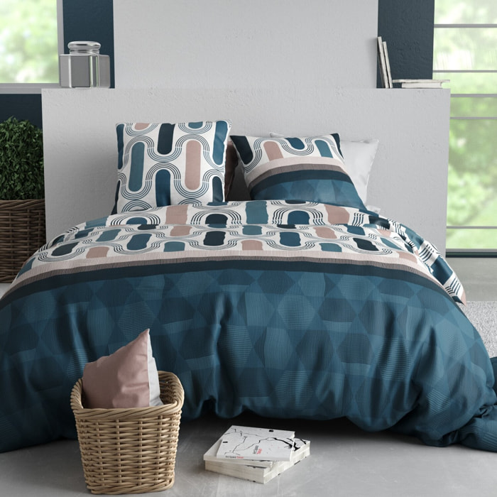 Parure housse de couette imprimé 100% coton - mistri - beige