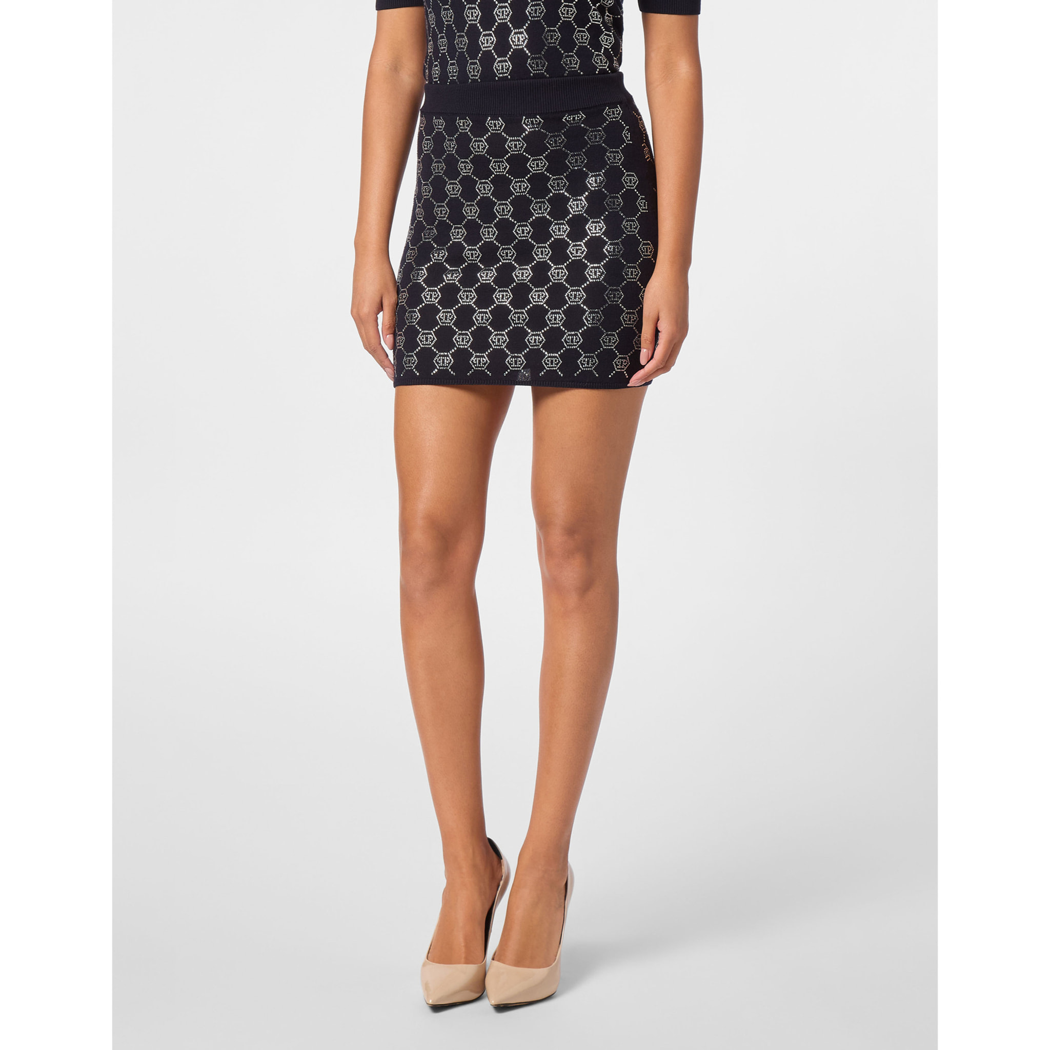 PHILIPP PLEIN Minifalda de punto MONOGRAM