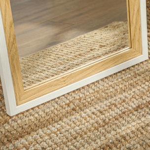 Espejo de Cuerpo Entero 157x37 cm Espejo de Pie o de Pared con Marco de MDF y Soporte para Dormitorio Salón Blanco y Natural Oscuro