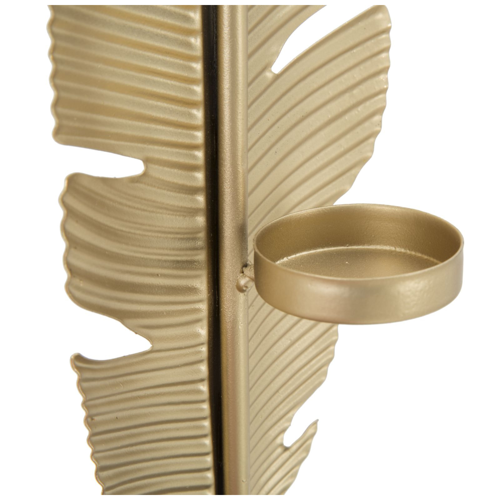 SCULTURA FOGLIA C/PORTA CANDELA GLAM CM 10X10X34